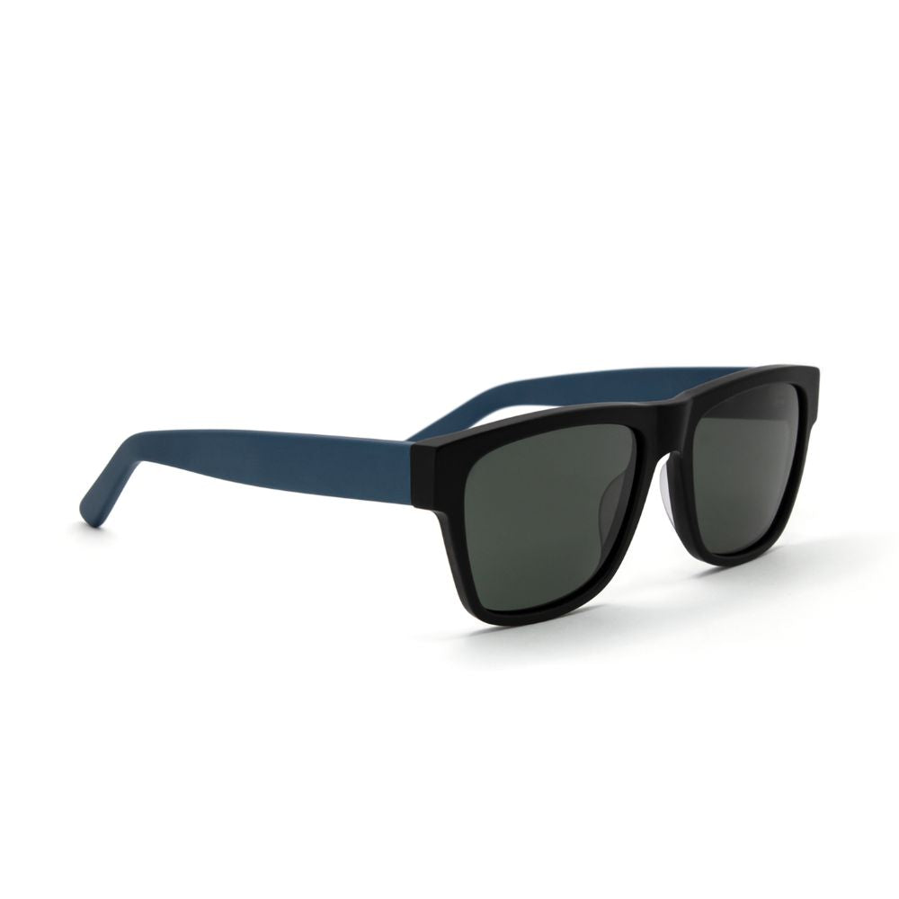 blue acetate square sunglasses with green lens 