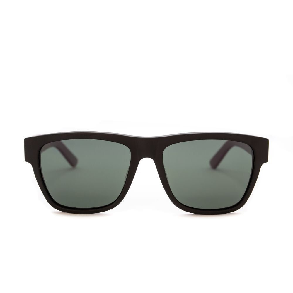 Square gray acetate sunglasses with green lens