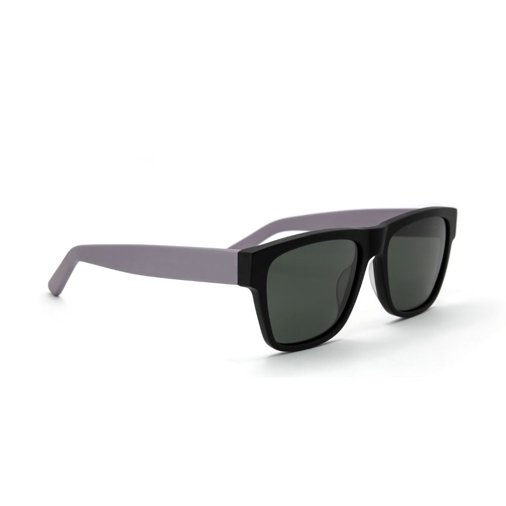 Pink square acetate sunglasses with green lens