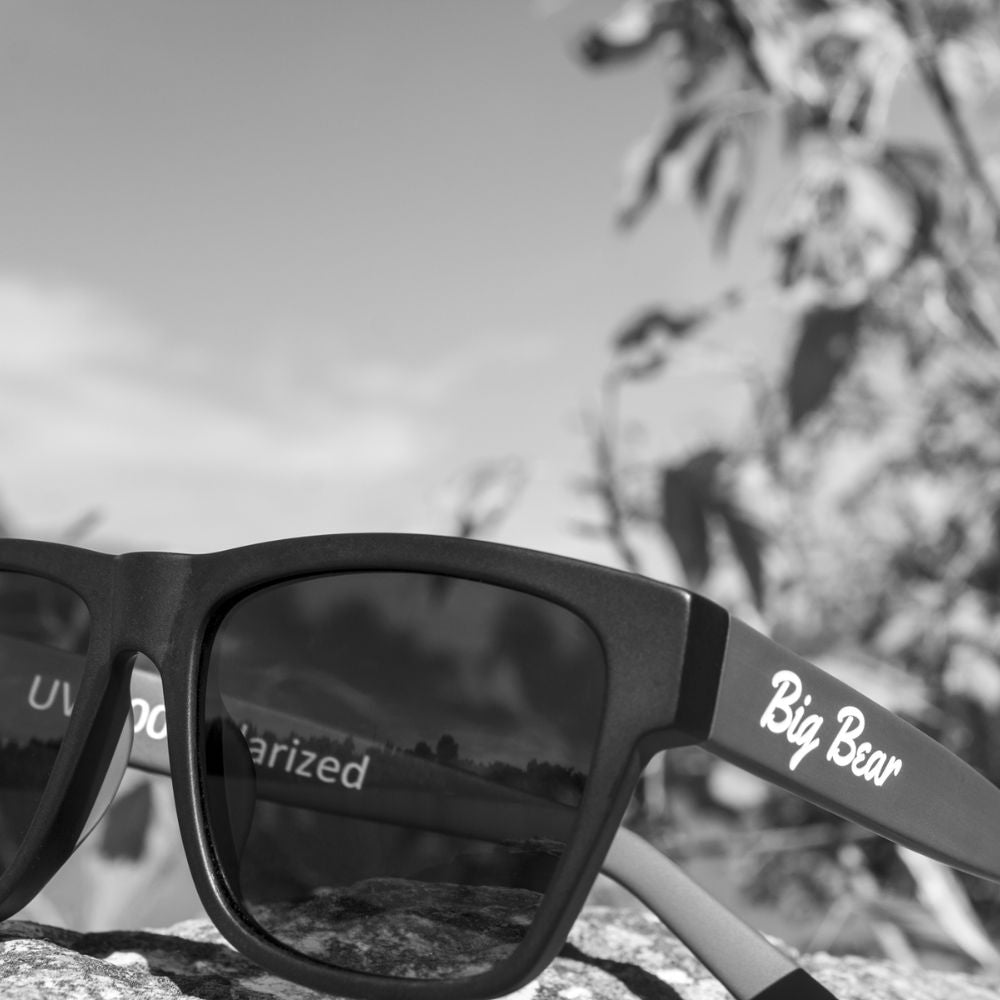 Square acetate sunglasses black and white photo