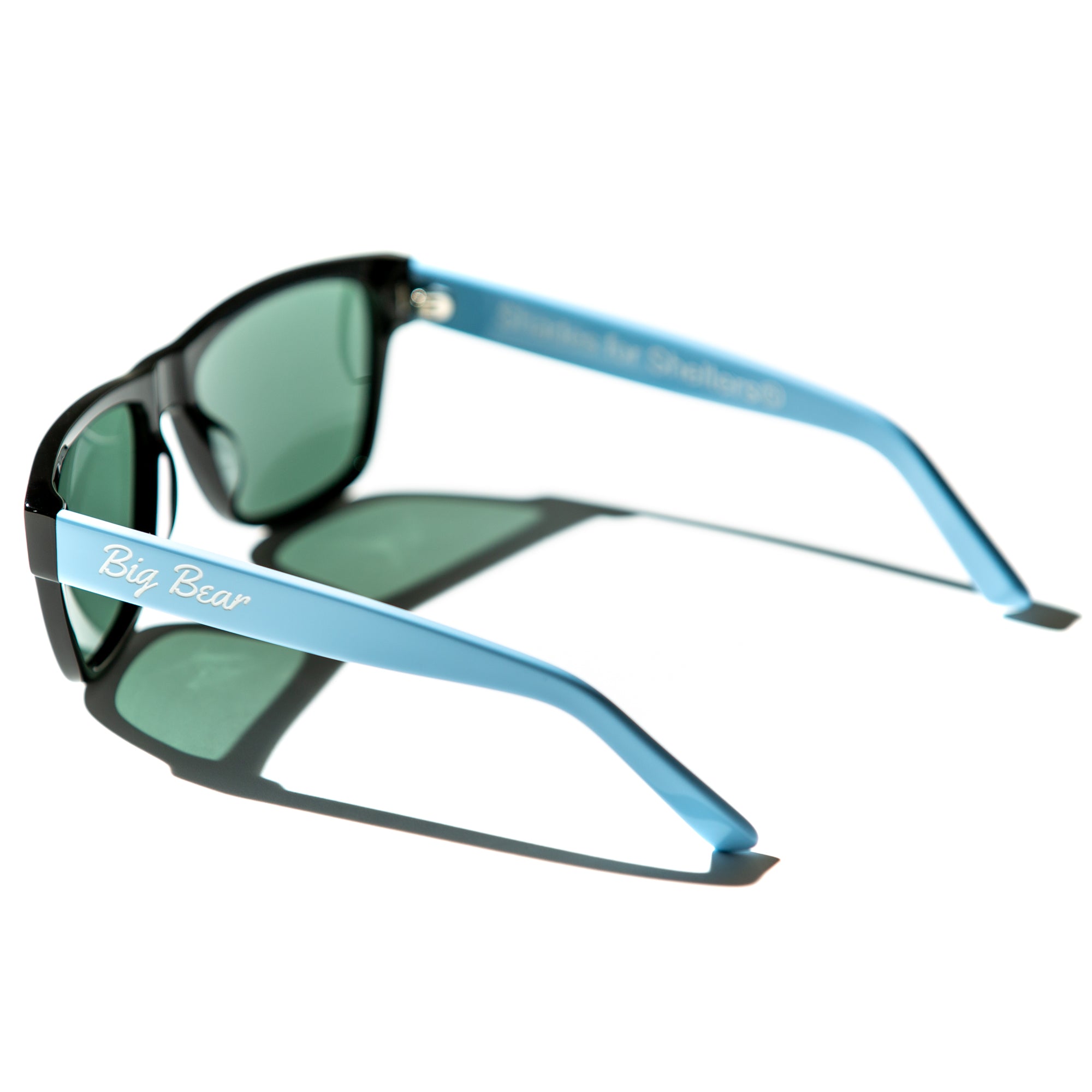 Bob - Polished Light Blue Acetate Green Lens Sunglasses 