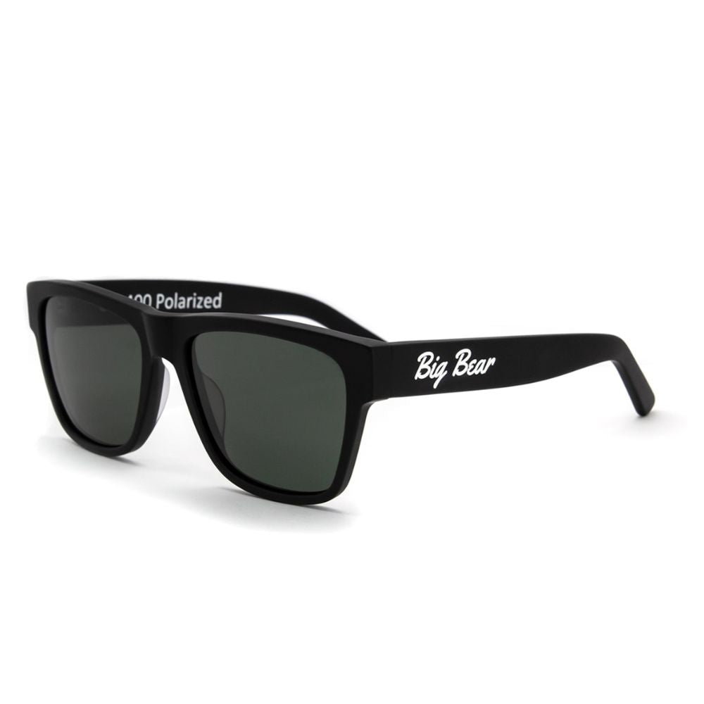 Black Square Acetate Sunglasses with Green Tint Lens