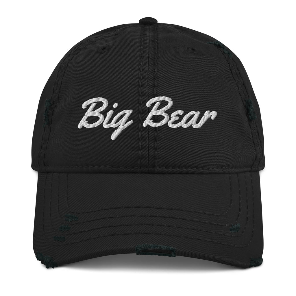 big bear black distressed dat baseball hat