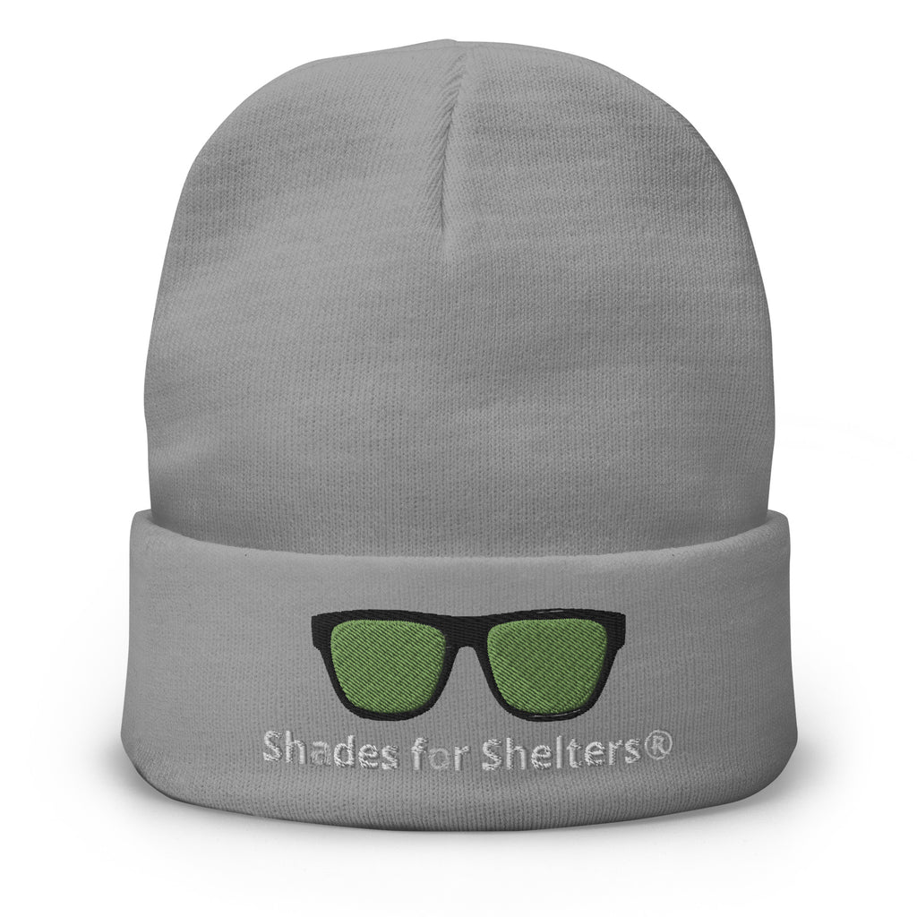 shades for shelters light gray knit beanie male model