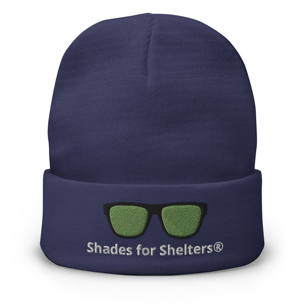 shades for shelters navy knit beanie