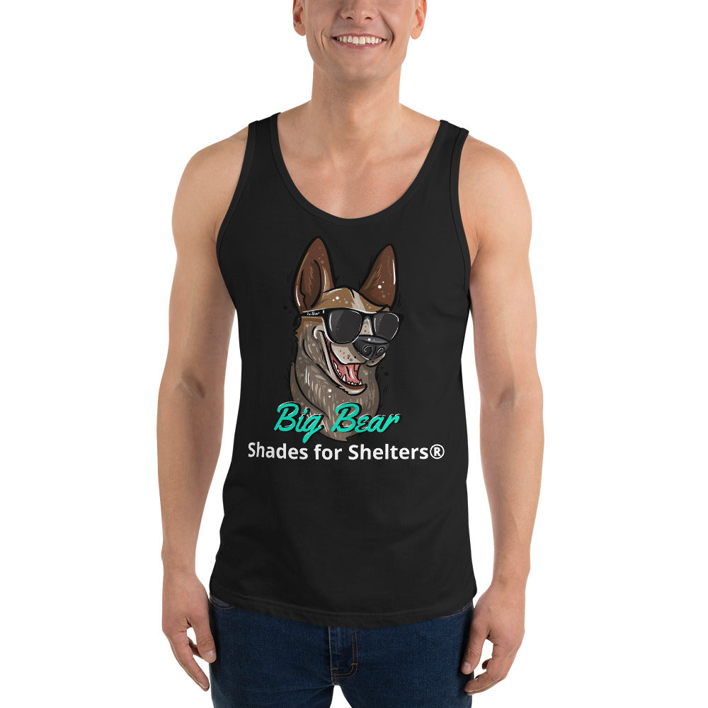 mens shades for shelters black tank front male model