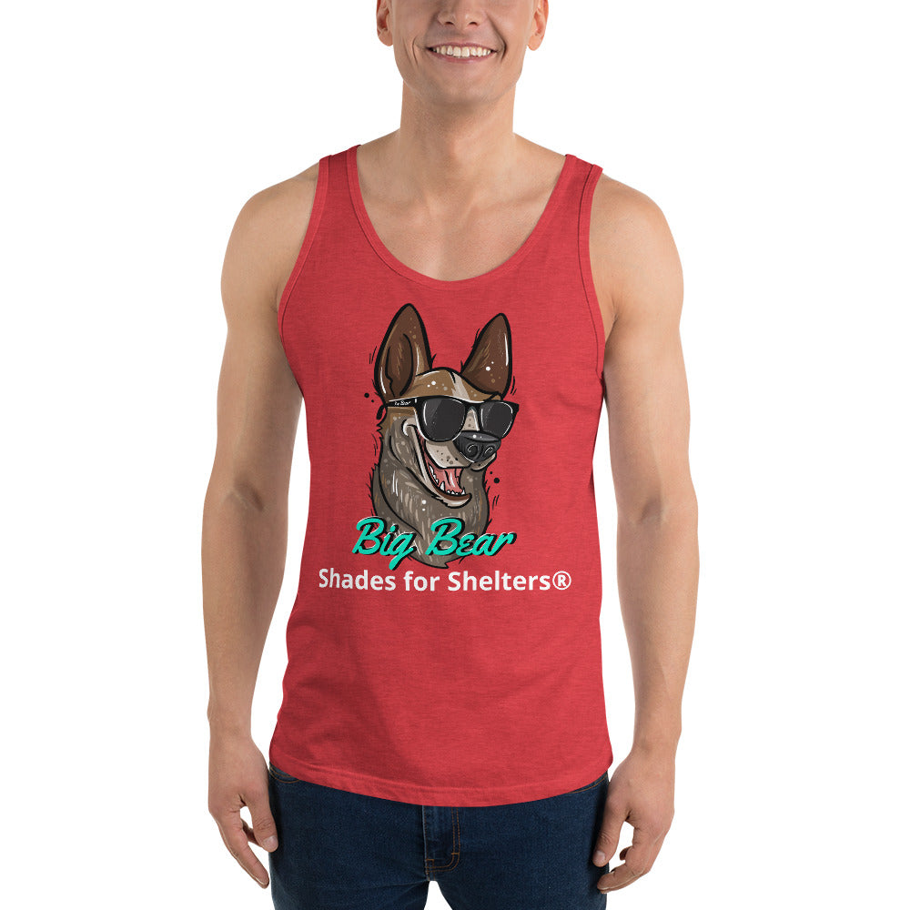 mens shades for shelters red tank front male model
