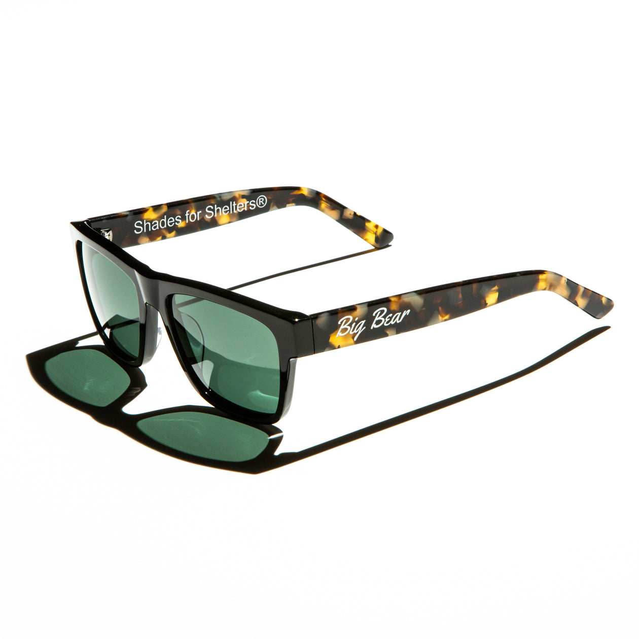 bears goggles Knight - Polished Brindle Tortoiseshell Acetate Green Lens Sunglasses