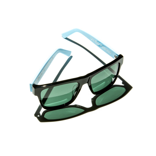 Bob - Polished Light Blue Acetate Green Lens Sunglasses  display picture 2