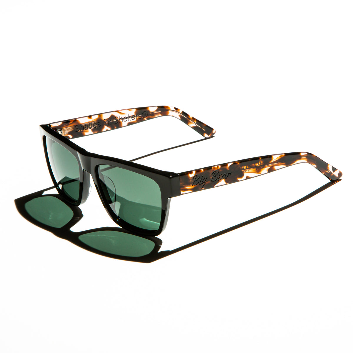 Vintage Square Polarized Sunglasses UV400 Protection Havana Frame Louie - Matte Finish Green Havana Acetate Green Lens  main image 2