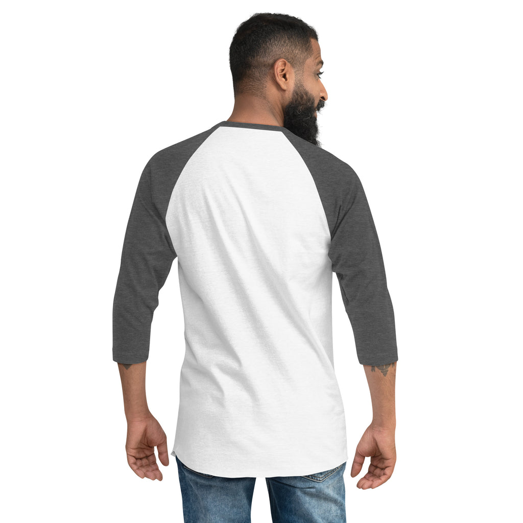 unisex 3/4 sleve raglan shirt shades for shelters male back