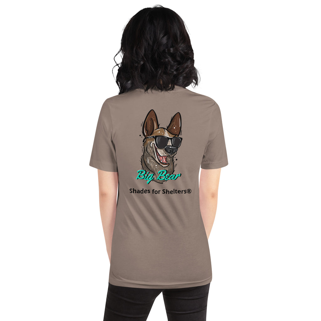 Look Cool, Help Dogs Unisex Tshirt pebble back female 