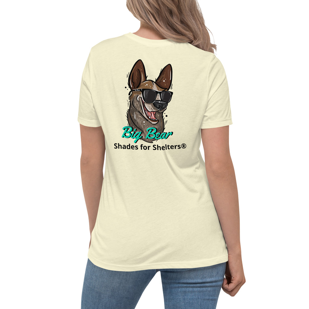 Look Cool, Help Dogs Women's Relaxed T-Shirt citron back female
