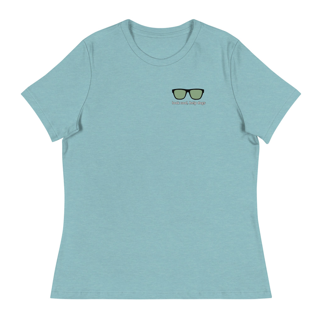 Look Cool, Help Dogs Women's Relaxed T-Shirt Heather Blue Lagoon