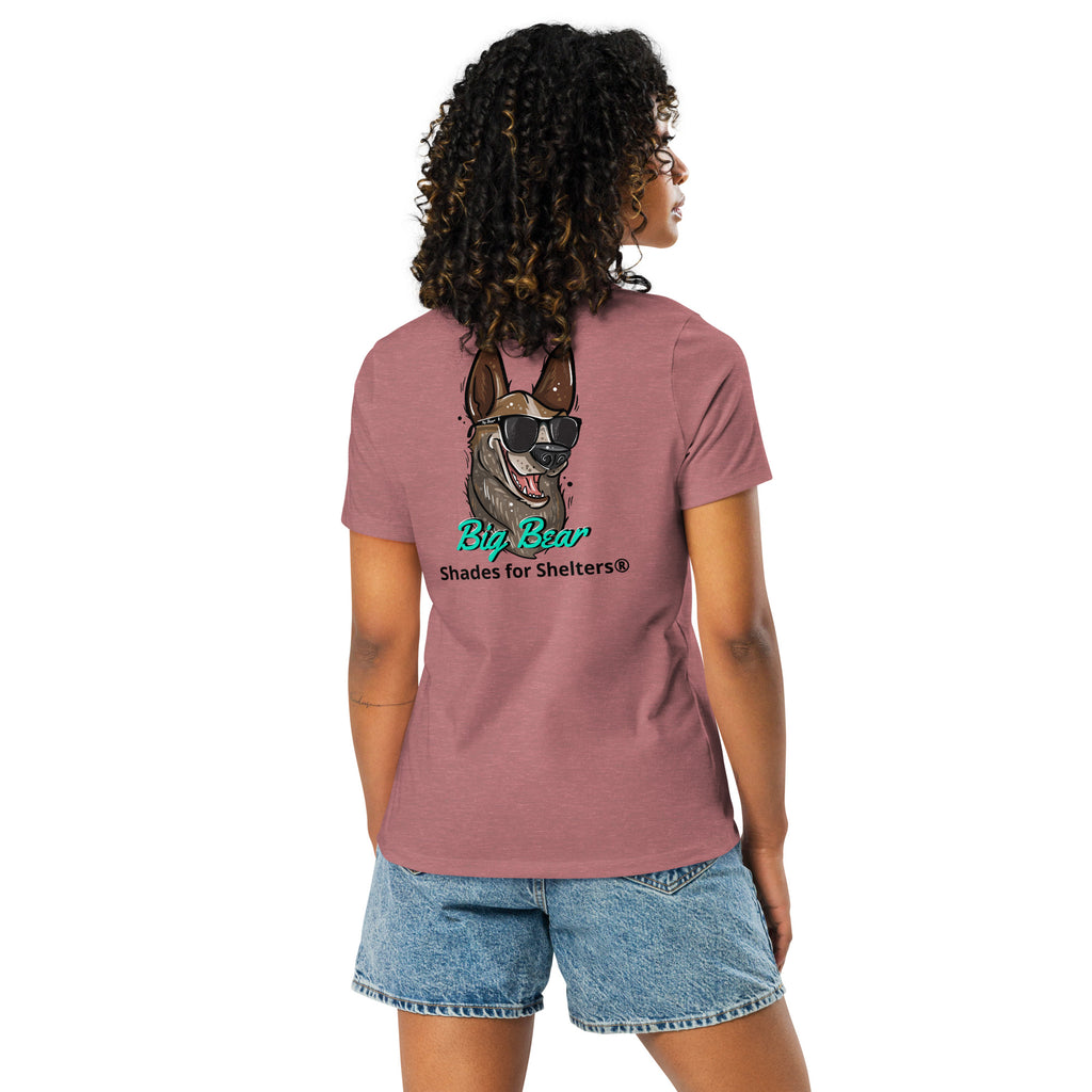 Look Cool, Help Dogs Women's Relaxed T-Shirt Heather Mauve back female