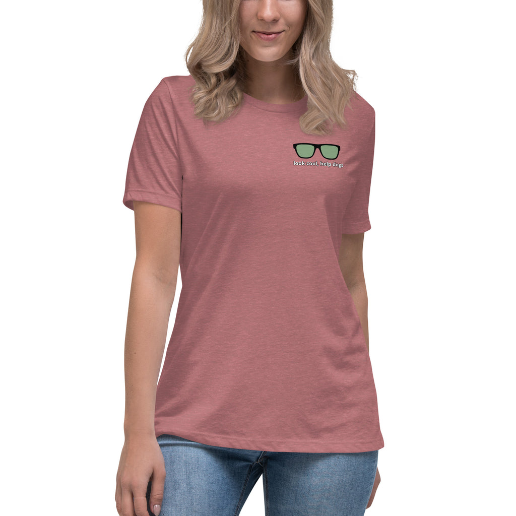 Look Cool, Help Dogs Women's Relaxed T-Shirt Heather Mauve front female 