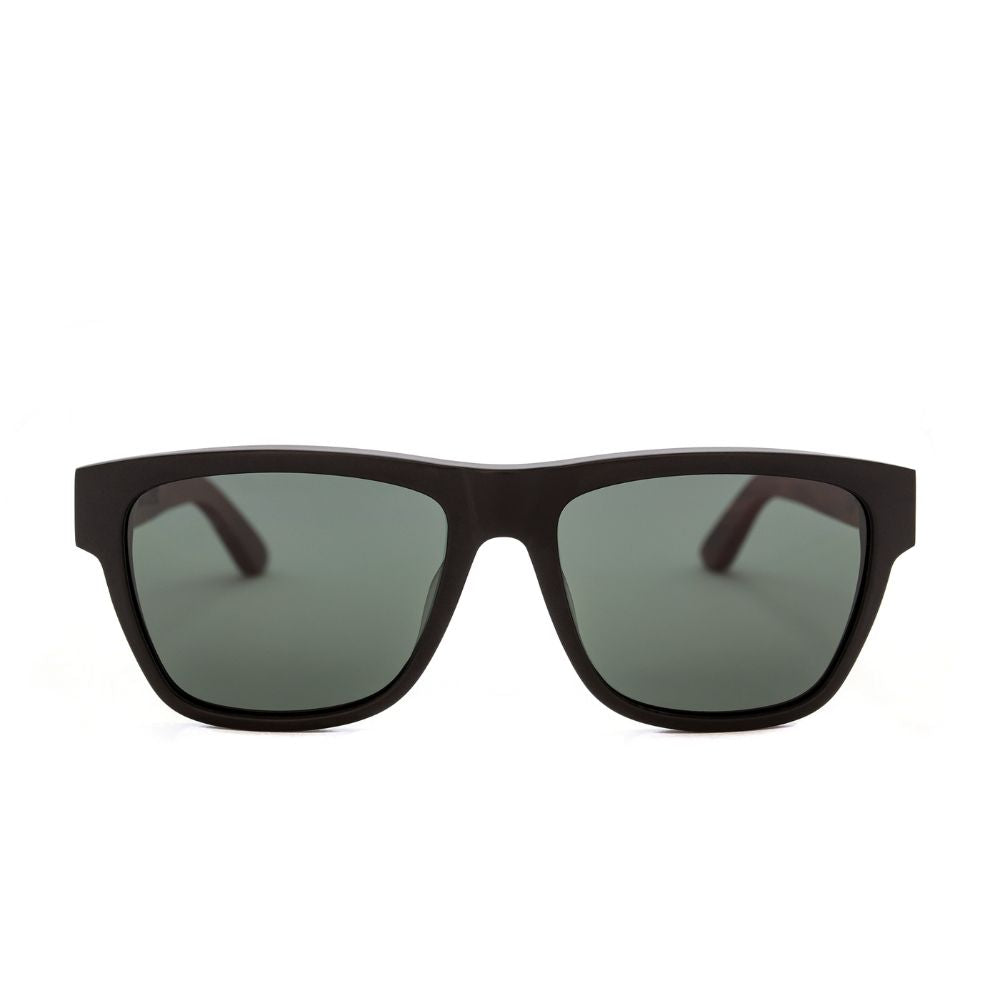 Wood Square Acetate Sunglasses with Green lens
